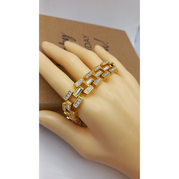 Swarovski Bangle Bracelet Swarovski swan mark pave, baguette clear crystals - Picture 1 of 8